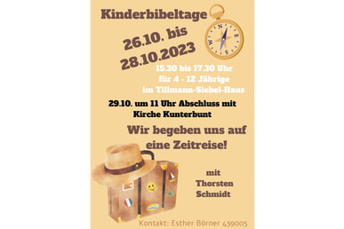 Kinderbibeltage 26.10.-28.10. 15.30-17.30 Uhr TSH