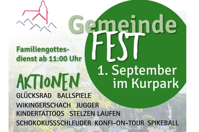 Herzliche Einladung! Gemeindefest 1. September | 11.00 Uhr Kurpark