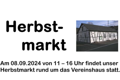 Herzliche Einladung zum Herbsmarkt Plittershagen 8. September 11.00 bis 16.00 Uhr Vereinshaus Plittershagen