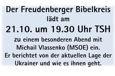 Bibelkreis lädt ein: Besonderer Abend mit Michail Vlassenko (MSOE) 21. Oktober | 19.30 Uhr TSH