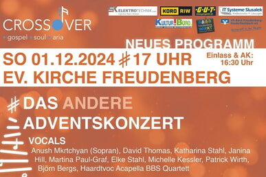 Das andere Adventskonzert Crossover | 1. Dezember 17 Uhr Ev. Kirche