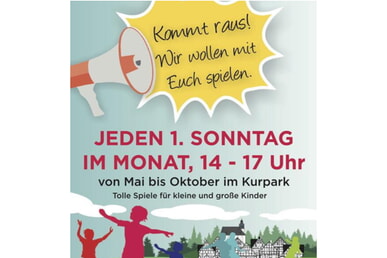 Kommt raus! Wir wollen mit Euch spielen. 3.9. 14 -17 Uhr Kurpark